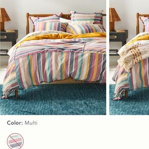 Anthropologie Multi-Color Striped Duvet Cover